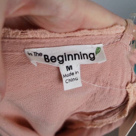 In the Beginning Deep V-neck Romper Cold Shoulder Long‎ Sleeve Blush Pink Medium - Picture 8 of 10